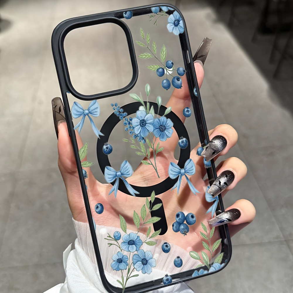 Phone Cases Bulk - Blueberry Floral Clear Case For iPhone