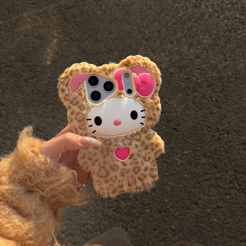 Cute 3D Hello Kitty Leopard Pl - Phone Cases Japanese incelemesi ve fiyatı