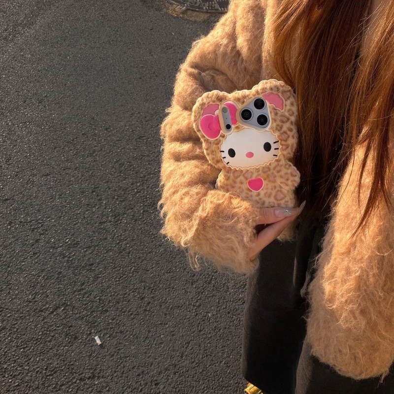 Cute 3D Hello Kitty Leopard Pl - Phone Cases Japanese incelemesi ve fiyatı