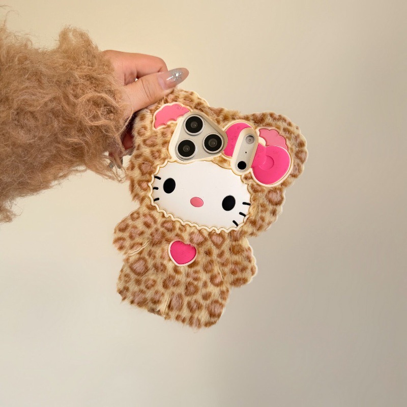 Cute 3D Hello Kitty Leopard Pl - Phone Cases Japanese incelemesi ve fiyatı