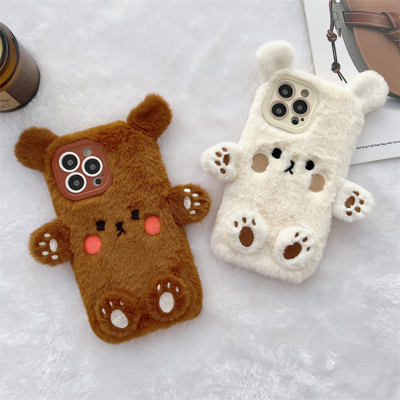 Korean 3D Cartoon Bear Fluffy  - Phone Cases Case incelemesi ve fiyatı