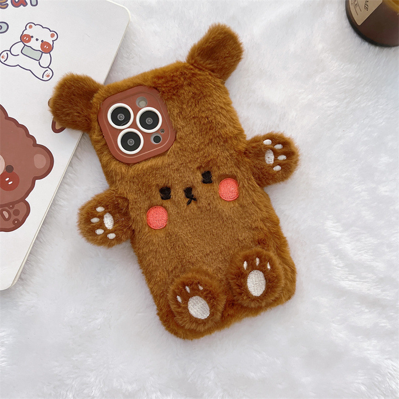 Korean 3D Cartoon Bear Fluffy  - Phone Cases Case incelemesi ve fiyatı