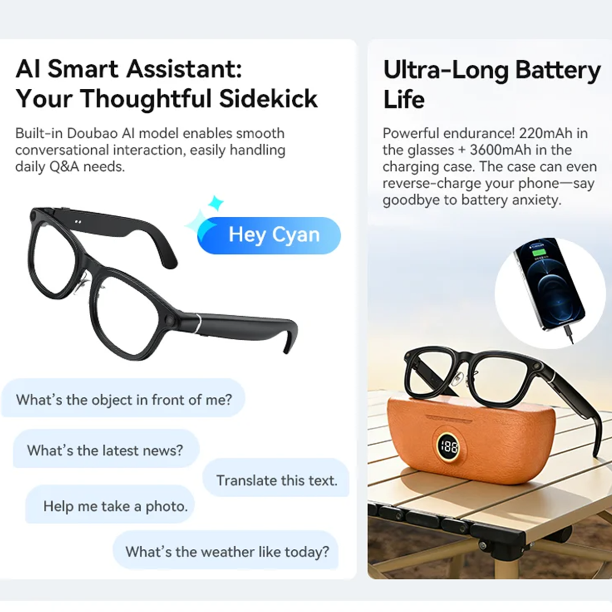 VWAR Smart Glasses with 3600mA - Phone Cases Japanese incelemesi ve fiyatı