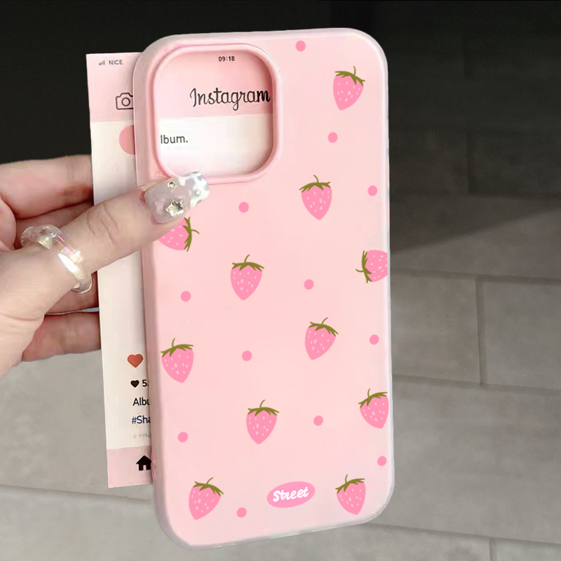Sweet Pink Strawberry Pattern  - Phone Cases Iphone 17 Pro Max incelemesi ve fiyatı