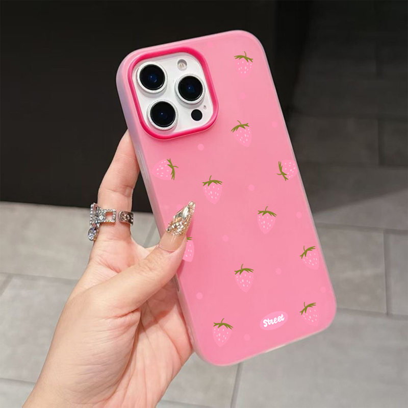Sweet Pink Strawberry Pattern  - Phone Cases Iphone 17 Pro Max incelemesi ve fiyatı